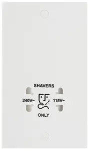 BG Double Raised square Screwed Shaver socket Gloss White