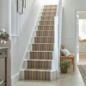 Churchgate Drayton Striped Jute Stair Runner, Size: 60cm X 600cm (2ft X 20Ft), Churchgate Drayton Grey