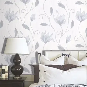 Synergy Floral Glitter Wallpaper Dove Grey Vymura M0852