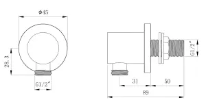 KeenFix Brass Black Round Shower Wall Outlet Elbow