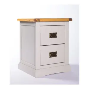 Loreo 2 Drawer Bedside Table Brass Drop Handle