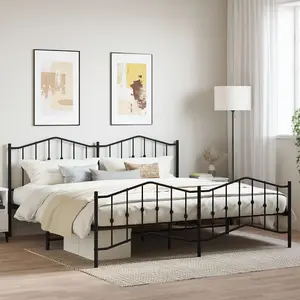 Berkfield Metal Bed Frame without Mattress with Footboard Black 193x203cm