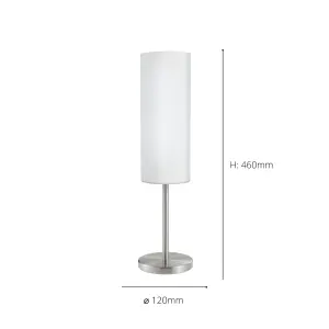 EGLO Troy 3 Satin Nickel And White Glass And Metal Table Lamp, (D) 10.5cm