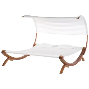 Sun Lounger with Cushion Wood Off-White TERAMO