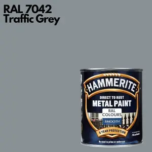 Hammerite Smooth Direct To Rust Metal Paint 750ml RAL 7042