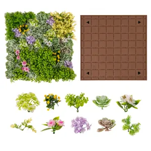 COSTWAY 2 Pack Square Artificial Foliage Wall 50 x 50 cm Faux Plant Wall Decoration