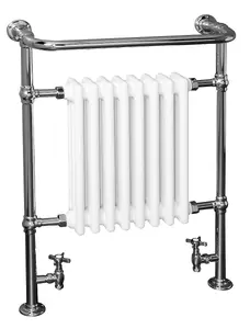 Rinse Traditional Victorian 952x659mm Heated Towel Rail Bathroom Radiator Chrome & White