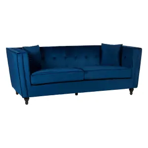 Interiors by Premier Ferris Navy Velvet 3 Seat Sofa