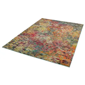 MultiColoured Abstract Modern Geometric Easy To Clean Rug For Dining Room-80cm X 150cm