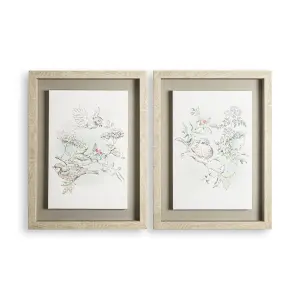 Laura Ashley Elderwood Animal Natural Canvas art (H)40cm x (W)60cm, Pair