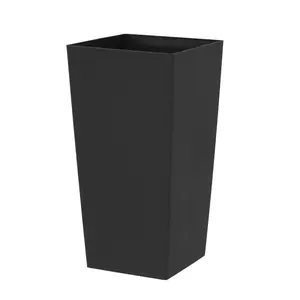 simpa 27L Large Square Milano Grande Planter Pot - BLACK Set of 2 Pots - 51cm (H) x 26.5cm (W) x 26.5cm (D)