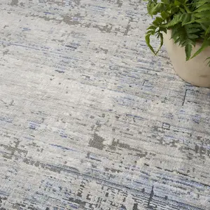 Blue Grey Modern Abstract Easy To Clean Living Room Bedroom & Dining Room Rug-160cm X 229cm