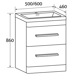 Emery Textured White Floor Standing Bathroom Vanity Unit & Basin Set with Chrome Handles (W)50cm (H)86cm