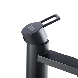 Matte Black Round Single Lever Bathroom Basin Mixer Tap