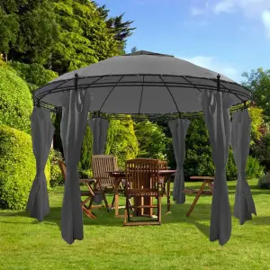 Berkfield Gazebo with Curtains Round 3.5x2.7 m Anthracite