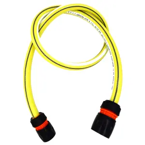 Garden Hose Pipe, Outdoor Tap to Reel Connection Set, 4 Layer Non-Toxic 1/2" Hose (Yellow, 5 m / 16.40 ft + 2 Quick Connectors)