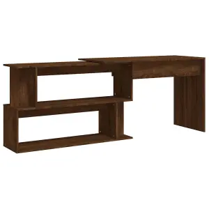 Berkfield Corner Desk Brown Oak 200x50x76 cm Engineered Wood