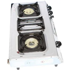 NJ G-87 Stainless Steel Camping Gas Stove 3 Burners with Grill & Oven 9.7kW