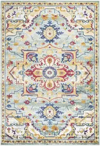 Aaminah Oriental Machine Woven Blue/Yellow/Red Area Rug Latitude Vive Rug Size: Rectangle 80 X 150cm