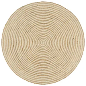 Berkfield Handmade Rug Jute with Spiral Design White 150 cm