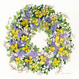 Spring Wreath III by Kathleen Parr McKenna - Wrapped Canvas Painting 76cm H x 76cm W x 3.8 cm