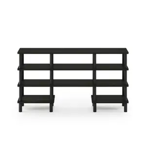 Furinno Turn-N-Tube 4-Tier Multipurpose Wide Shelf TV Stand, Espresso/Black