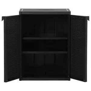 Berkfield Garden Storage Cabinet Black 65x45x88 cm PP Rattan