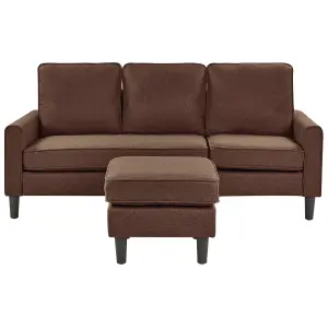 3 Seater Fabric Sofa with Ottoman Brown AVESTA