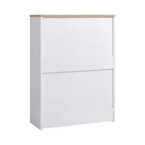 White Shoe Cabinet Shoe Storage Cupboard Shoe Organiser with 2 Flip Down Drawer