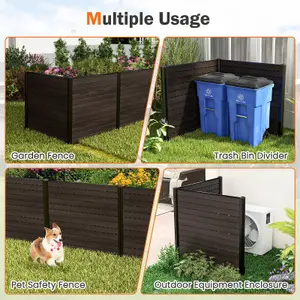 Costway Outdoor 2 HDPE Fence Panels 120 x 115 cm Privacy Fence Screen w/ 5 Ground Stakes