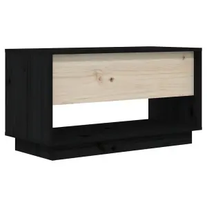 Berkfield TV Cabinet Black 74x34x40 cm Solid Wood Pine