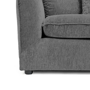 Lucas Water Repellent Velvet Chenille Right Facing Corner Sofa in Dark Grey