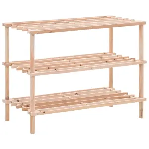 Berkfield 3-Tier Shoe Rack Solid Fir Wood