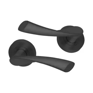 Intelligent Hardware - Internal Door Handle - Pair - Lever on Round Rose - Zeta Developer - Matt Black