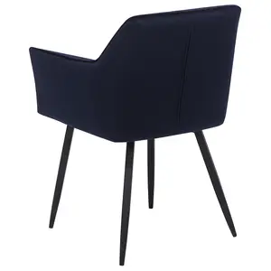 Set of 2 Dining Chairs JASMIN Velvet Dark Blue