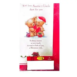 Simon Elvin With Love Auntie And Uncle Christmas Card (Pack of 12) Red/White (One Size)