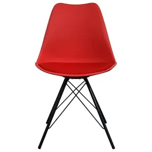 Soho Red Plastic Dining Chair with Black Metal Legs