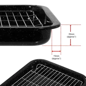 SPARES2GO Oven Grill Pan UNIVERSAL Large Dual Handles Fits Most Cookers 420mm X 300mm