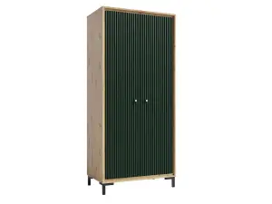 Parii Hinged Door Wardrobe in Green - W890mm H1960mm D540mm, Vibrant and Spacious