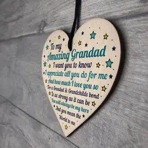 Handmade Grandad Amazing Plaque Heart Grandparent Gifts For Grandad Birthday Christmas