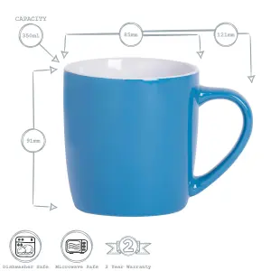 Argon Tableware - Coloured Coffee Mugs - 350ml - Pack of 6 - Blue