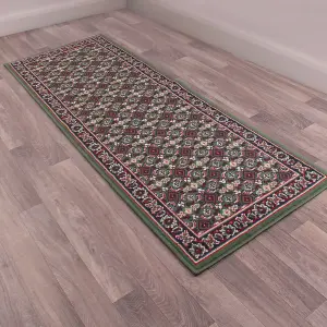 Traditional Green Bordered Floral Rug For Dining Room-160cm X 230cm