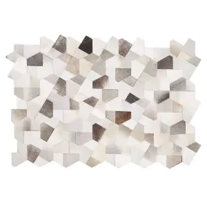 Cowhide Area Rug 140 x 200 cm Grey and Beige VARTO