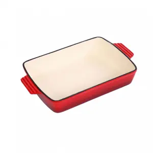 Oypla Cast Iron Red Enamel Roasting Pan Casserole Dish