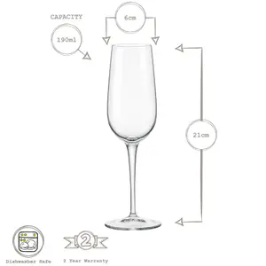 Bormioli Rocco Spazio Champagne Flutes - 190ml - Pack of 6