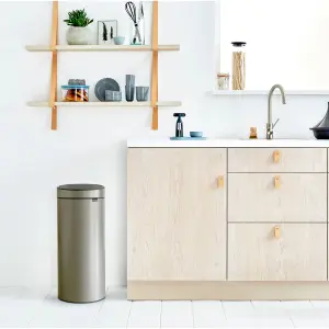 Brabantia Touch Tall Platinum Metallic effect Metal Bin - 30L Freestanding