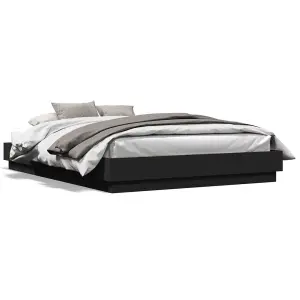 Berkfield Bed Frame with LED without Mattress Black 150x200 cm King Size