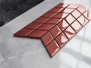 Glass mosaic on mesh for bathroom or kitchen 17.2cm x 29.8cm - Mini Copper Chevron