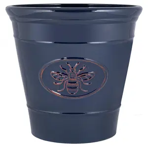 Bee Planter Round 23cm Dark Blue