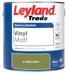 Leyland Trade Vinyl Matt Walls & Ceilings Emulsion Paint (S 4040-G50Y) 2.5L